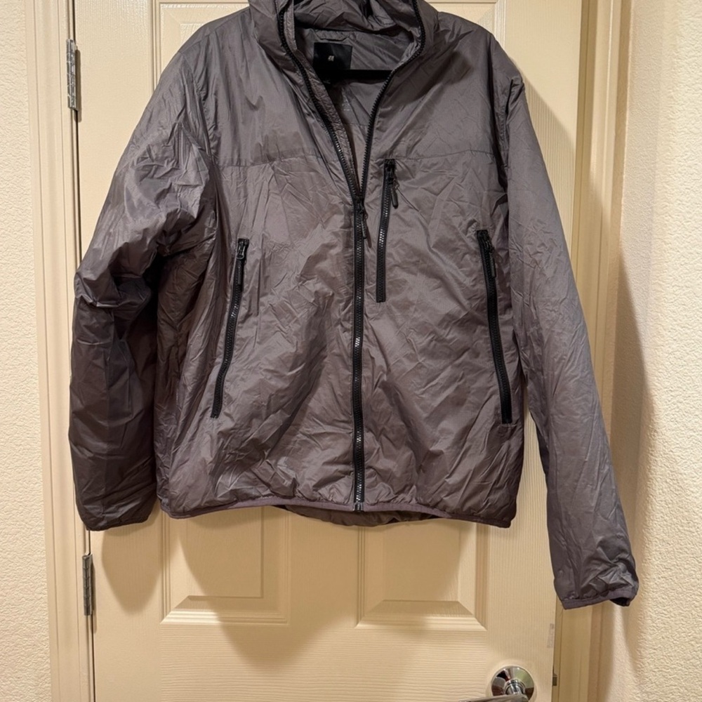 H&M Gray Windbreaker Puffer Jacket with Stand Collar Size L